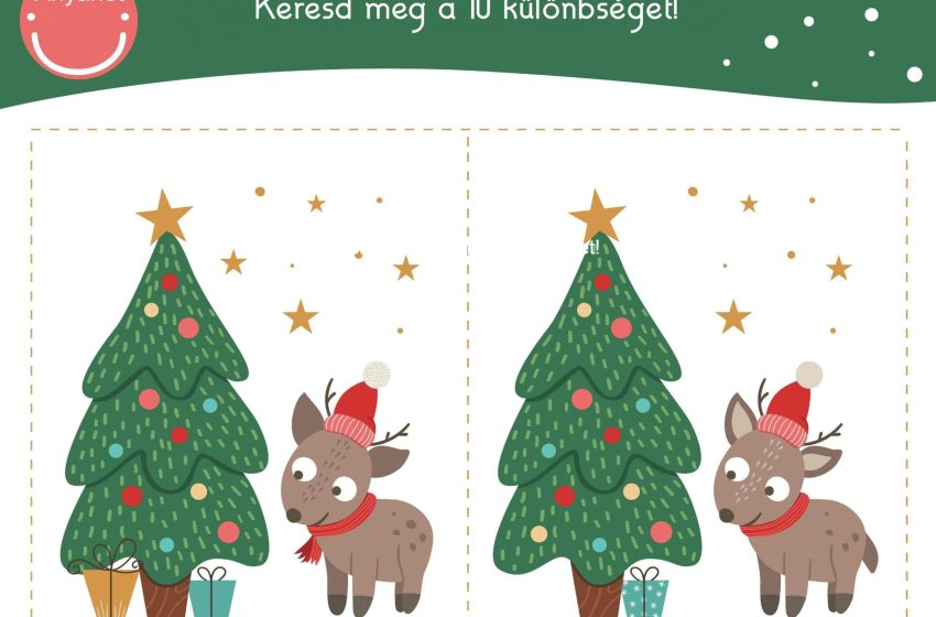  Karácsonyi foglalkoztatók: puzzle, színező, vonalvezető, különbségkereső